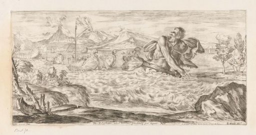 Polyphemus pursues the fleet of Aeneas