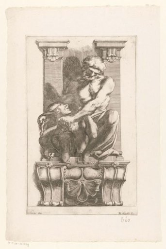 Man subdues a harpy