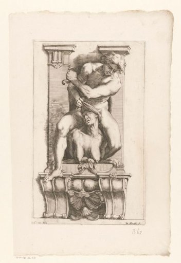 Man subdues a harpy
