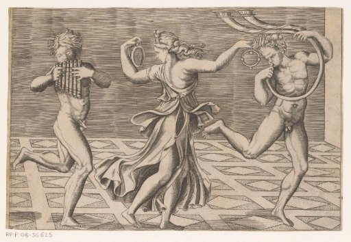 Dancing Maenad and Satyrs