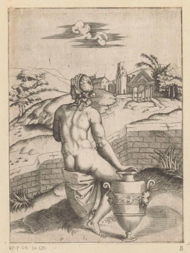 Woman seated beside an amphora