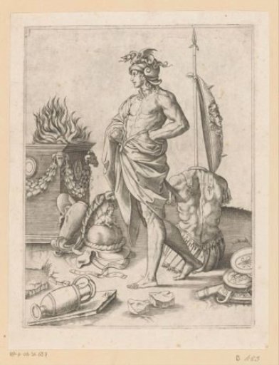 Soldier at a burning altar