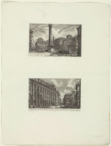 Column of Marcus Aurelius and remains of the Temple of Hadrian at Rome