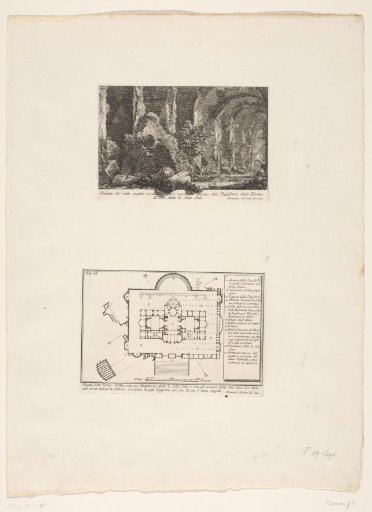 Remains and plan of the Baths of Trajan at Rome