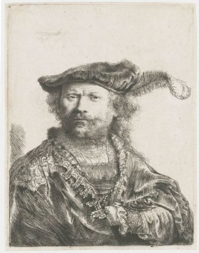 Self-portrait in a velvet cap with plume