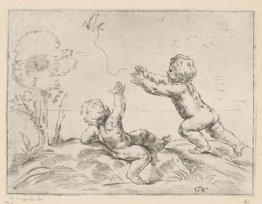 Two Children Playing with a Bird