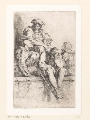 Four Soldiers and a Young Man