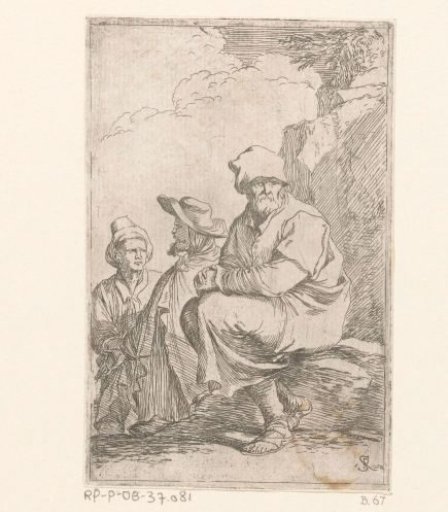 Three figures in a landscape