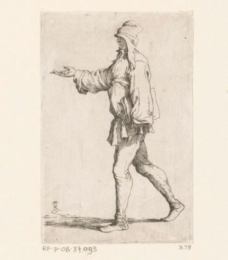 Walking man with an outstretched arm