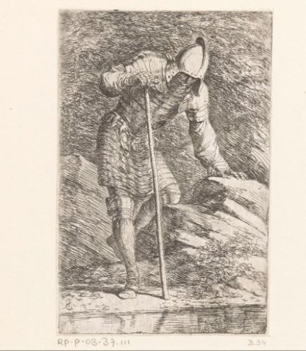 Soldier by a stream