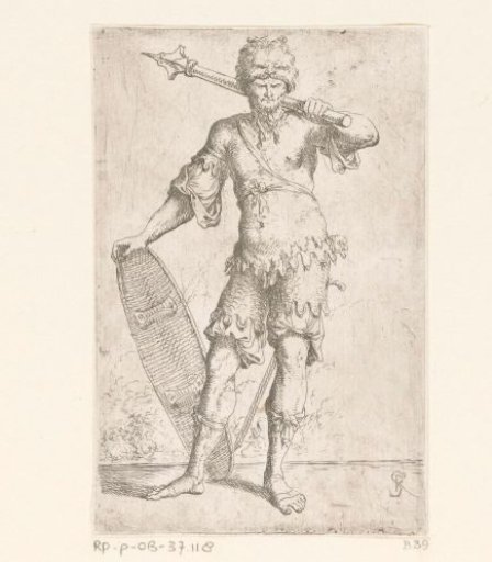 Soldier with a lion's head on his head
