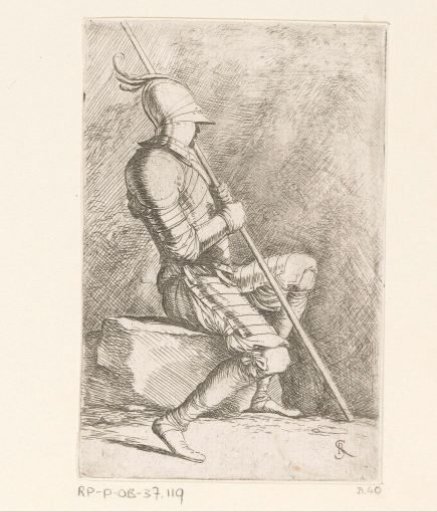 Seated soldier in armour