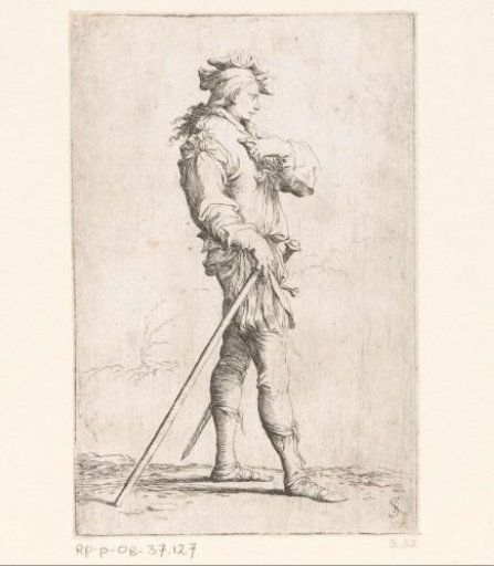 Soldier with a stick and a sword