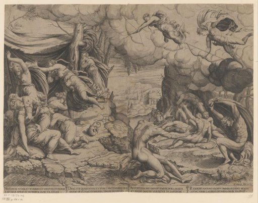 Apollo and Diana slay the children of Niobe