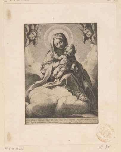 Mary with Child in the clouds