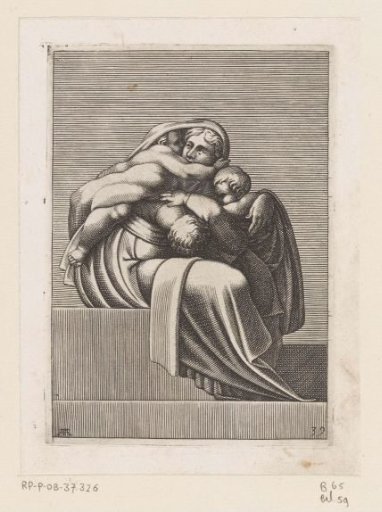 Seated woman with three children