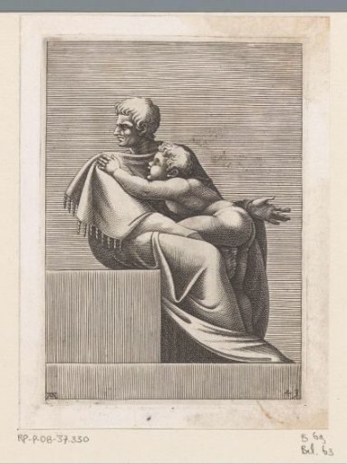 Seated man with a child