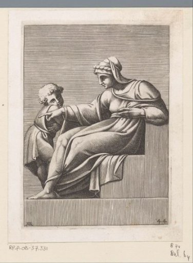 Woman pointing with a child