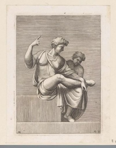 Seated young man and a child