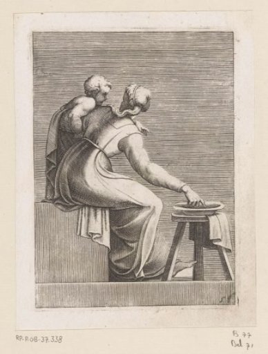 Young woman with a child and a bowl