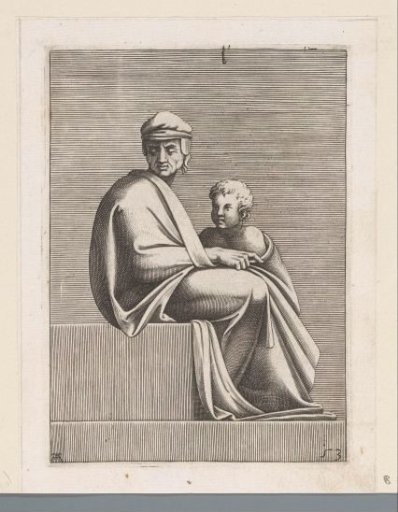 Seated man with a child