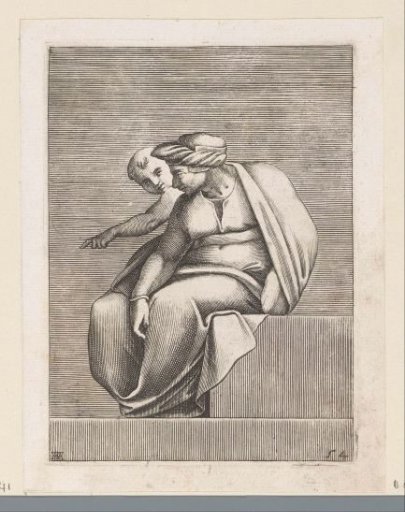 Seated man with a child