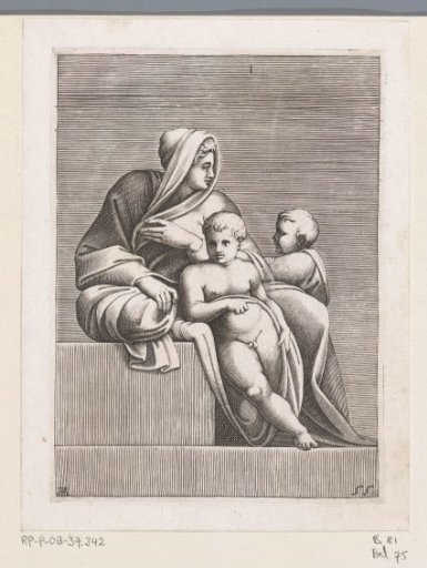 Seated woman with two children