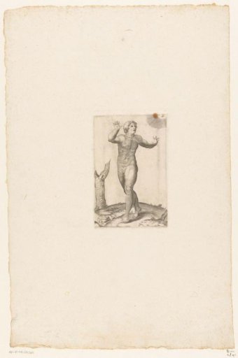 Naked man with sun and moon