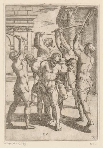 The Beating of Three Saints Tied Back-to-Back