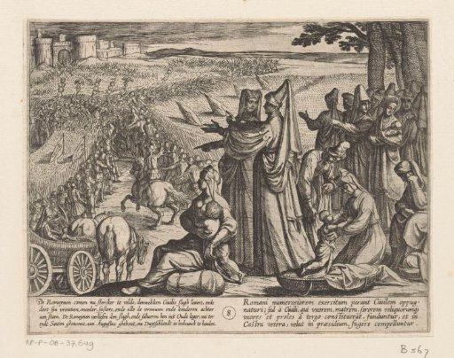 Women and children watch how Julius Civilis defeats the Romans