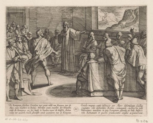 Meeting to determine what steps to take against the new Roman troops approaching over the Alps