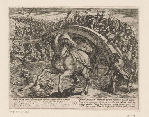 Julius Civilis forced to dismount and swim across the river