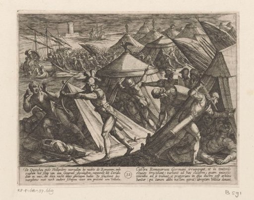 Dutch and Germans attack the Roman camp and capture Cerialis' boat