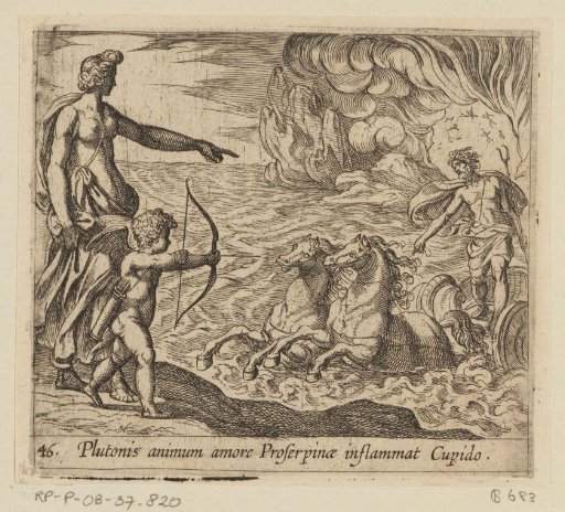 Cupid shooting his arrow at Pluto