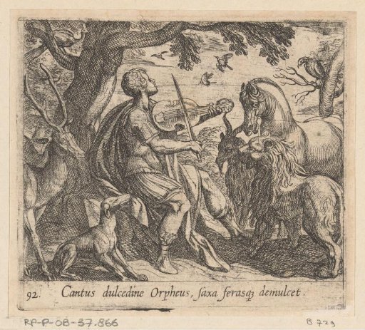 Orpheus betovert de dieren met zijn muziek