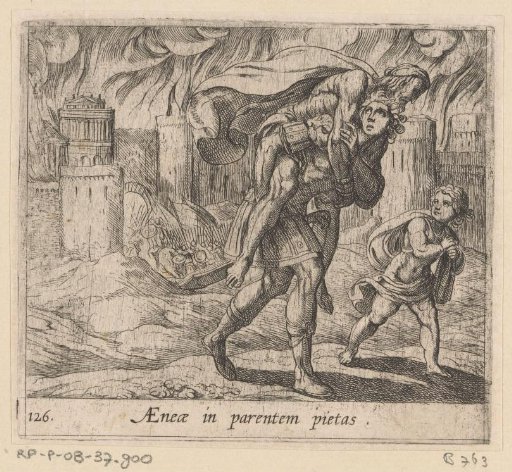 Aeneas Flees with His Family from Troy