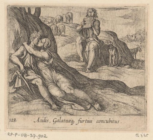 Galatea and Acis Embrace Each Other, While Polyphemus Sings for Galatea
