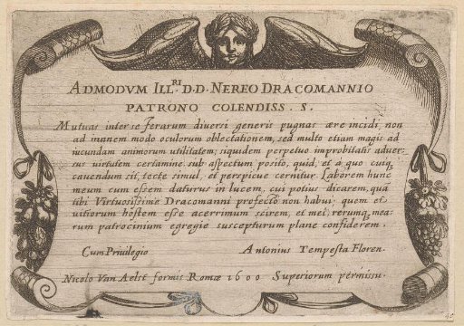 Title page with cartouche with dedication