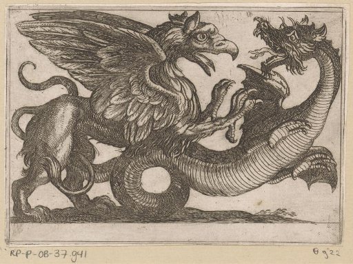 Dragon and Griffin in Battle
