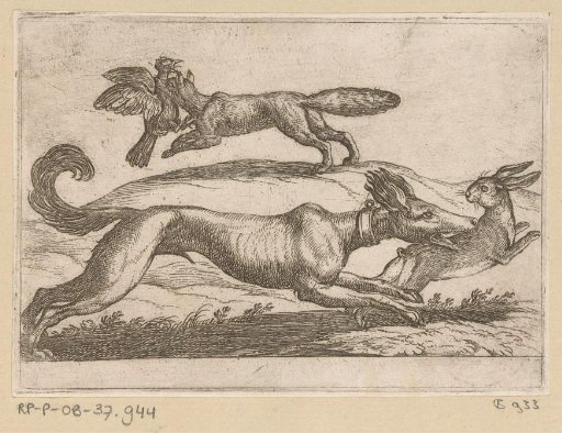 A Fox Attacking a Hen and a Dog Attacking a Hare
