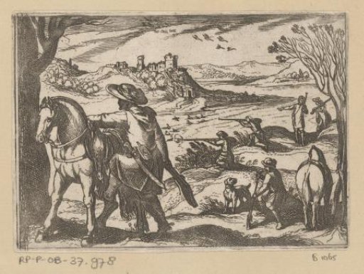 Hunters shooting at birds