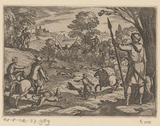 Hunt for rabbits with men hunting rabbits from the bushes
