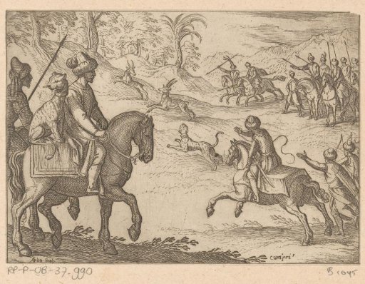 Oriental hunters hunting deer