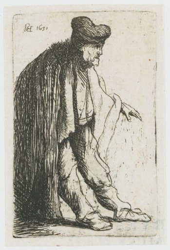 Beggar with his left hand extended