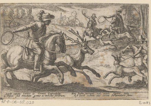 Hunters Catching Deer with Ropes