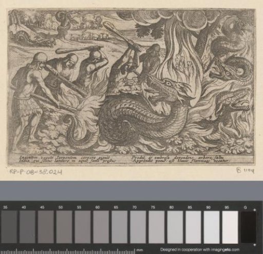 Warriors Fighting with Giant Snakes
