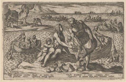 Fishermen and Families Gathering Oysters