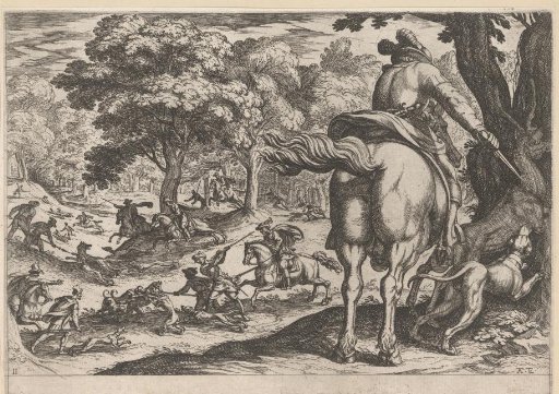 Hunting of wolves and stags
