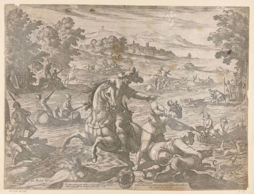 Hunt for stags and boars in the presence of a lady