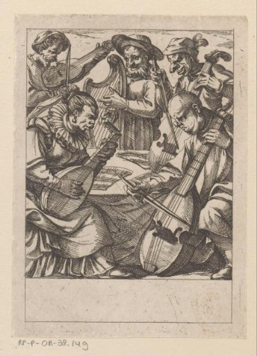 A company of five musicians